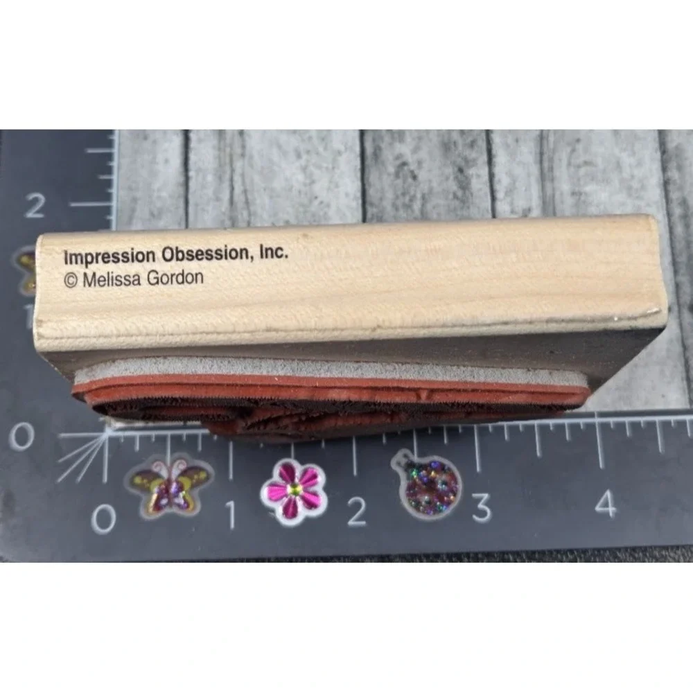 Impression Obsession Candy Cane Chickadee E7022 Christmas Rubber Stamp Wood #K19